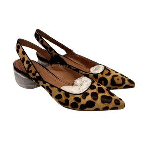 Matiko Women's Circa Sling Back Animal Print Wooden Heel  Flats Size 39/ US 9 NI